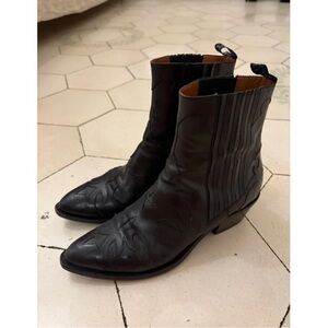 Sartore Black Leather Western Boots